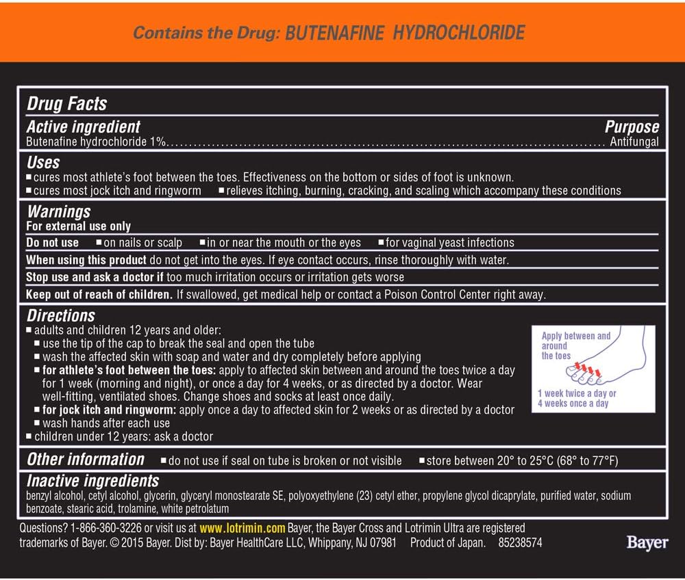 Lotrimin Ultra 1 Week Athlete's Foot Treatment, Prescription Strength Butenafine Hydrochloride 1%, Cures Most Athlete?s Foot Between Toes, Cream, 1.1 Ounce: Health & Personal Care