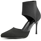 SICARE Sexy Black Heels Pumps for Women 3.7 Inches Closed Toe Stiletto Heel Knit Sandals Pointed Toe Stretchy Sock-Like Elastic Sandal Booties for Summer Slip On Comfortable Women Dress Shoes