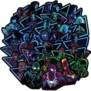 Noctilucent Stickers Marvel Avengers Laptop Stickers Decal-100pcs Waterproof Graffiti Stickers Water Bottle Vinyl Sticker Decals for Superheros,MacBook Car Helmet Bike Motorcycle Bumper (Not Random)