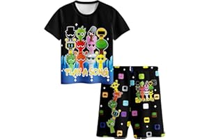 MARCOBEY Boys Girls Tshirts and Pants 2Pcs Sets Kids Music Game Tee Pants Sets for 5-12Y Adventure Casual Child Clothes