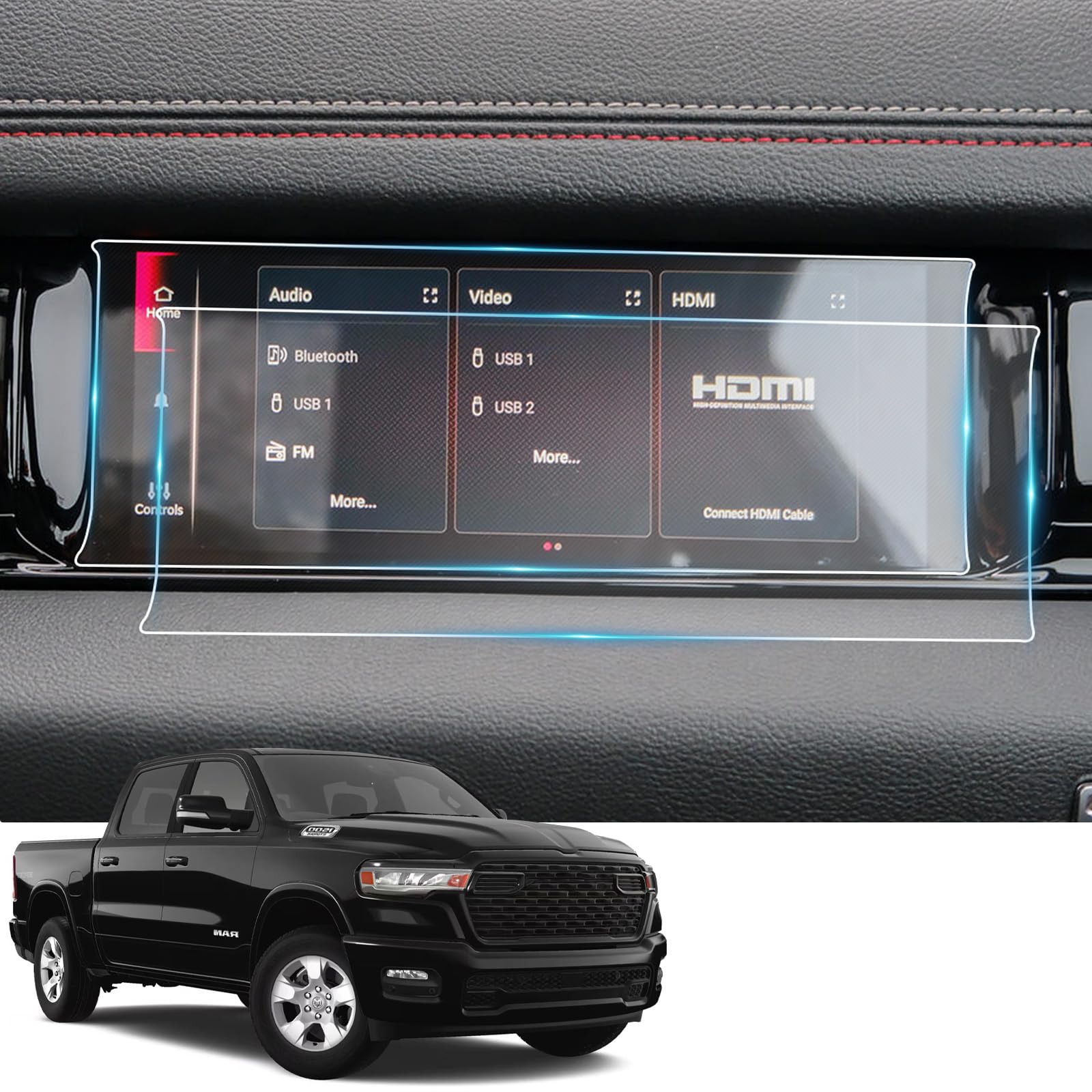 Photo 1 of 2025 RAM 1500 Passenger Screen Protector for 2025 2026 Ram 1500 RHO (Limited, Limited Longhorn, Tungsten) 10.25" Front Passenger Touchscreen Cover Screen Saver for RAM 1500 Accessories Nano Film 2Pack