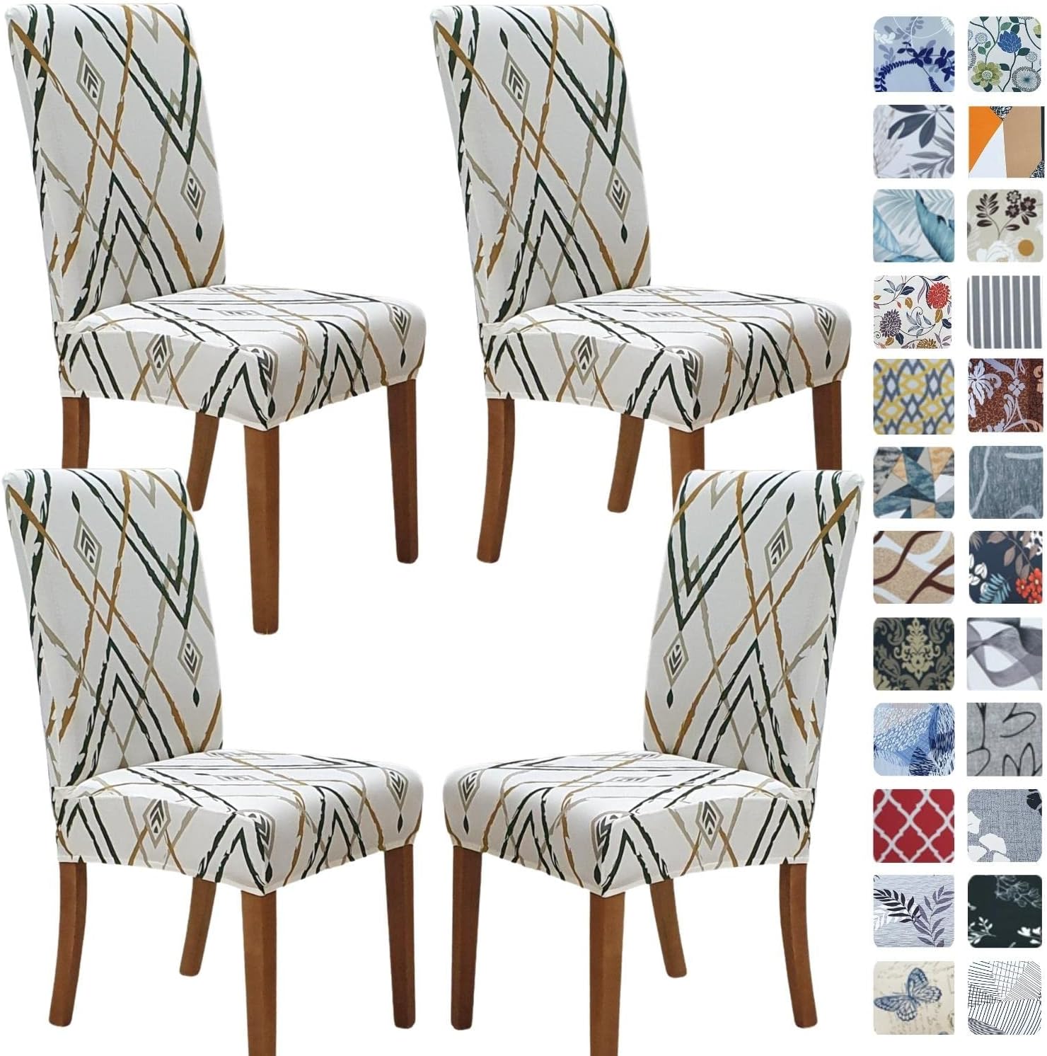 Slipcovers - SPRINGRICO Chair Covers for Dining Room Set of 4, Stretch Dining Chair Cover, Washable Spandex Kitchen Parsons Chair Slipcovers, Removable Seat Protector for Home or Party (4 Pack, Lucid Calm)