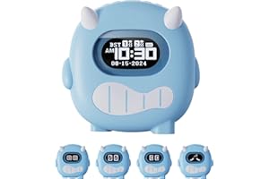 ROCAM Kids Alarm Clock with Cute Devil Soft Silicone Cover, Digital Clock Battery Operated, Bed Shaker for Heavy Sleepers, Dual Alarms, Silent Wake-Up, OK to Wake Clock for Kids, Students, Travel Clock