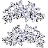 2 Pcs Rhinestone Hair Clips Wedding Hair Accessories Silver Diamond Hair Clips Flower Girl Hair Accessory Floral Style Crystal Flower Bridal Hair Accessories For Bridal Brides Women Formal Occasions
