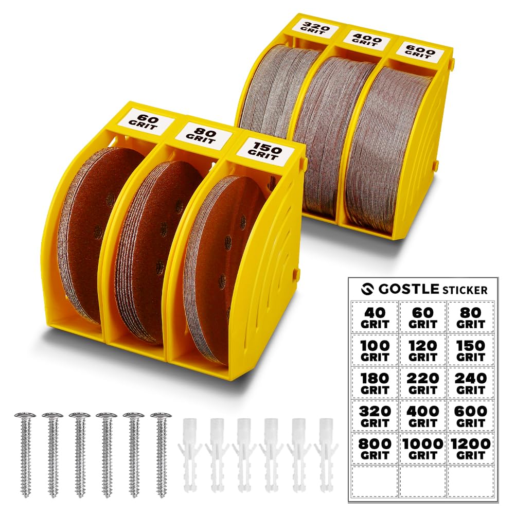 125 mm Professional Sanding Discs Storage Bins - 6 Box Set for Efficient Organization, Offset Snap-On Connection, Grit Classification, Space-Saving Design and Versatile Application - Yellow
