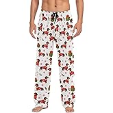 Pfrewn Men's Dachshund Dog Christmas Snowflakes Pajama Pants Super Soft Christmas Winter Lounge Pajama Bottoms with Pockets,M