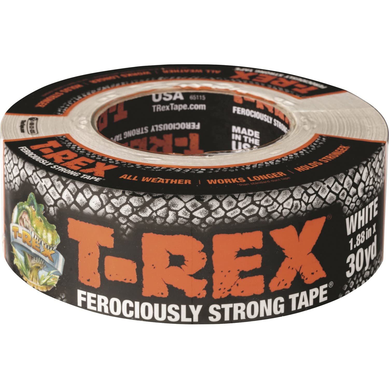 T Rex Ferociously Strong Waterproof White Duct Tape, 48mm x 27m. A high strengh duck or gaffer cloth adhesive repair tape that is also UV resistant from the makers of the orginal Duck tape