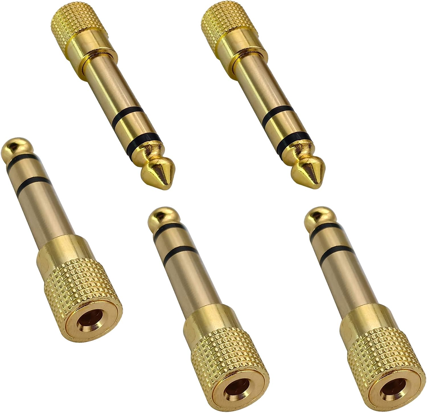 AAOTOKK 1/4 to 3.5mm Headphone Adapter,Gold Plated 6.35mm(1/4inch) male to 3.5mm(1/8inch) Female Stereo Audio,Suitable for Amplifiers,Guitars,Home theater Equipment,or Mixing Consoles(5-Pack)