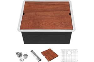 Lordear Laundry Sink 23x19x13 Inch Laundry Room Sink Undermount 16 Gauge Stainless Steel Single Bowl Sink with Cutting Board 13 Inch Deep