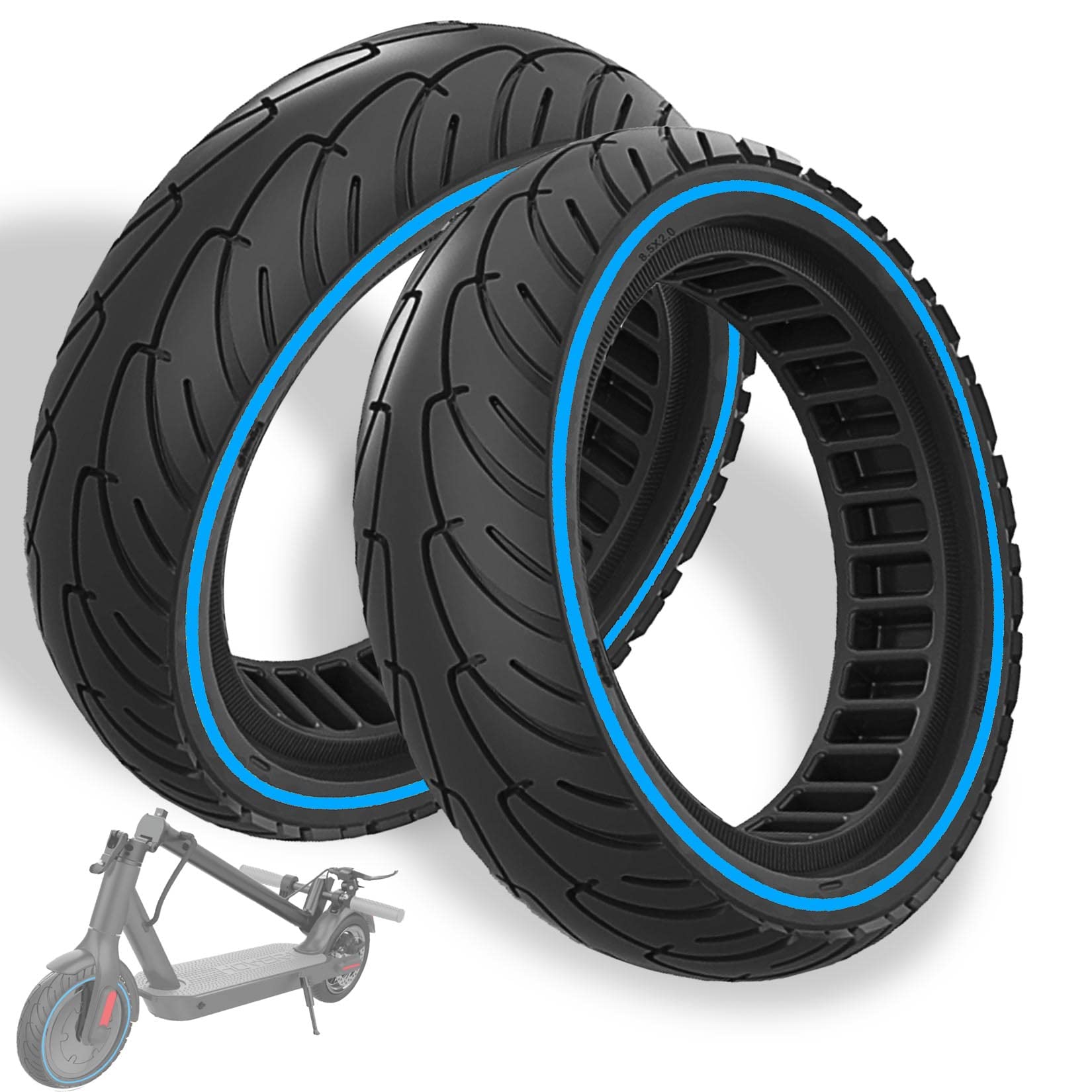 GLDYTIMES 8.5 x 2.0 Inches Electric Scooter Tyre 50/75-6.1 Solid Tyre Fit for Gotrax Gxl V2/XR Apex Xl~Hiboy S2 Max Pro~Hover 1~AOVOPRO ES80~Xiaomi, 8 1/2" Anti-explosion Replacement Wheel Blue