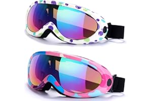 Rngeo Ski Goggles, Pack of 2, Motorcycle Goggles Snowboard Goggles for Kids, Boys & Girls, Youth, Men & Women