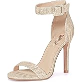 IDIFU Women's High Heels for Women Dressy Stiletto Heels Open Toe Heels Ankle Strap Heeled Sandals for Women on Wedding Party Homecoming
