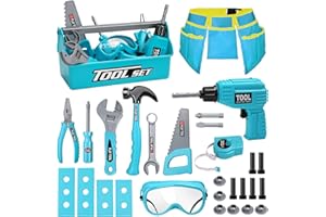 LOYO Kids Tool Set - Pretend Play Construction Toys Kit with Tool Box Including Electric Drill Tool Belt, for 3 4 5 6 7 Years