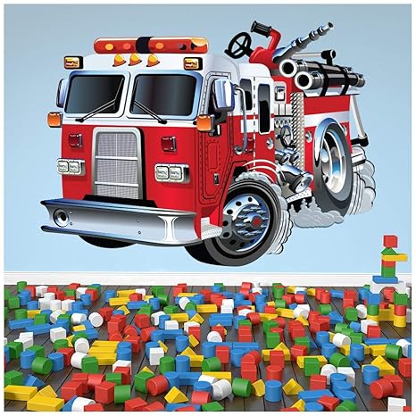 Amazon Com Azutura Red Fire Truck Wall Sticker Fire Engine