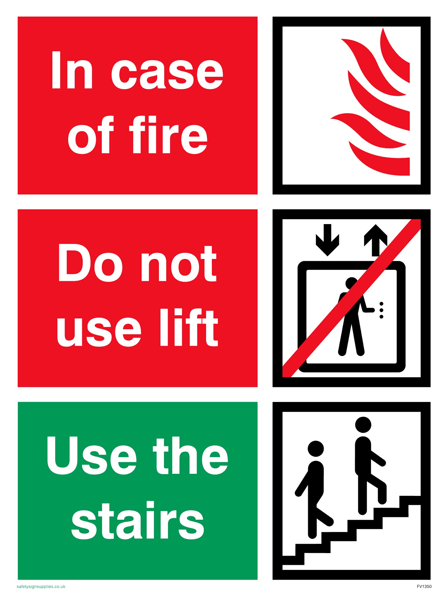 Pack of five - In Case Of Fire Sign - 150x200mm - A5P