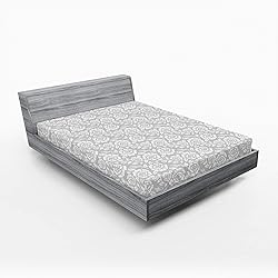 Ambesonne Grey Fitted Sheet, Retro Inspired Floral