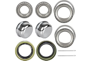 KABOBEARING 2 Set Fits for 1-3/8'' to 1-1/16'' Axles Trailer Wheel Hub Bearings, L44649/10 L68149/11 Bearings, 171255TB Seal OD 2.565'', Dust Cover and Cotter Pin.