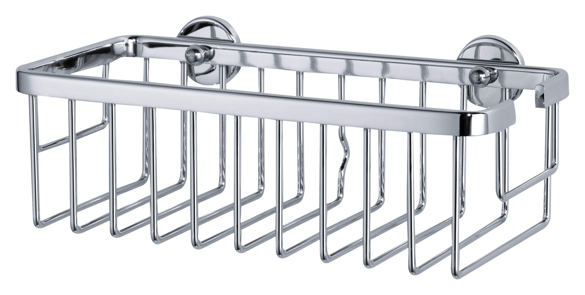 tesa Aluxx Shower Caddy - Self-adhesive, High-Gloss Chromed Aluminum Shower Basket Organizer - With tesa Power.Kit Adhesive Mounting Technology - 92 mm x 250 mm x 125 mm