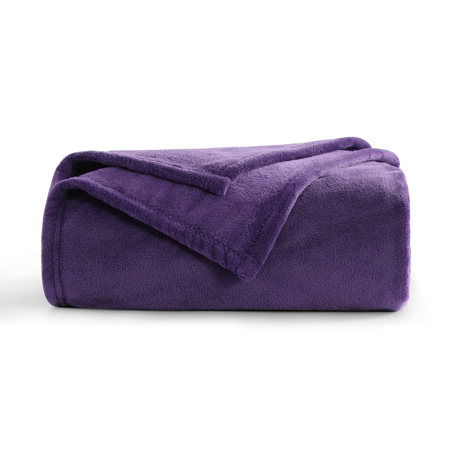 Aisbo Fleece Blanket Purple Throw - Versatile Soft Warm Blanket Fluffy Throws for Sofa Couch Single Size, Cozy Solid Bed Flannel Blanket for Travel, 130x150cm — image 1
