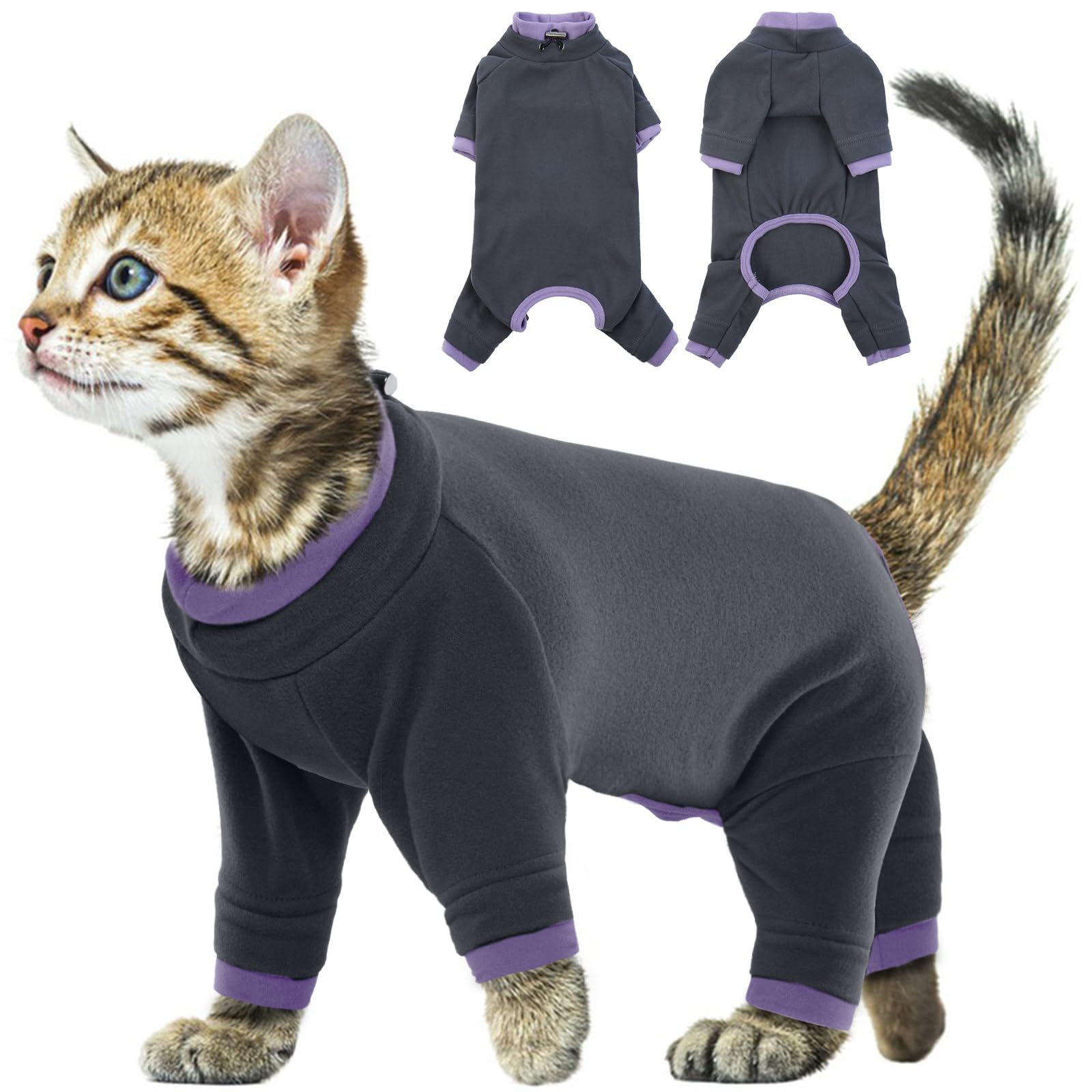 Cat Onesie, Jumpsuit Cat Bodysuit Post Surgery Full Body Coverage Onesie after Surgery Female Stopping Pet from Scratching or Licking(Black, S) — image 1