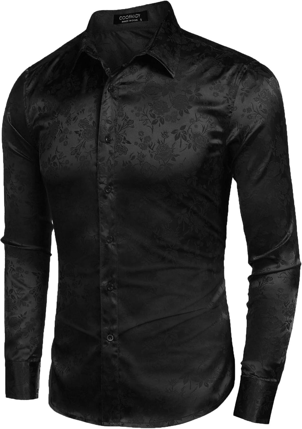 COOFANDY Mens Floral Rose Printed Long Sleeve Dress Shirts Prom Wedding Party Button Down Shirts at  Men’s Clothing store
