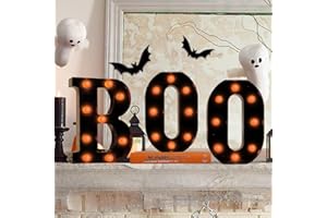 LIFNATTY Halloween Decorations Indoor-Boo 3 Led Marquee Light up Letters Halloween Decor Boo Signs Light for Home Fireplace Room Desk Mantel Wall Table Bedroom Kitchen Vintage Gothic Party Supplies Ornaments