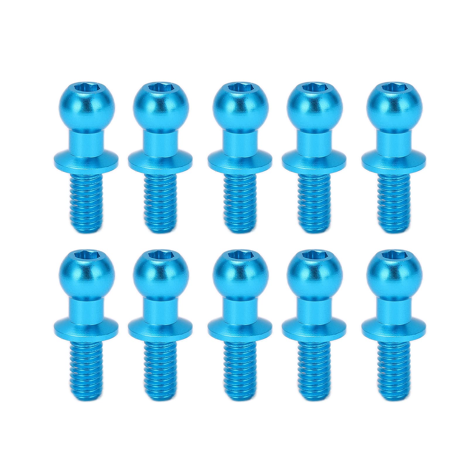 Dilwe 10pcs RC Ball Head Screw Link Rod, Aluminum Alloy Ball Head Link Track Rod Shock Absorber End Compatible Durable Replacement Accessories with TT01 TT02 RC Car(Blue)