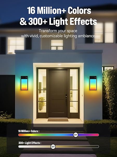 OIYN SMART OUTDOOR WALL LIGHT, RGBWW LED PORCH LIGHT WITH 30 SCENE MODES, 1500LM, IP65 WATERPROOF, DIY COLOR-CHANGING WALL LAMP FOR GARDEN, PATIO, CHRISTMAS AND HOLIDAY DECORATIONS – 1 PACK
