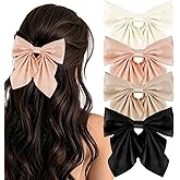 Esitrormi 4PCS Hair Bows for Women, Silky Satin Bow Clips Hair Ribbons Barrettes Cute Hair Accessories for Women and Girls