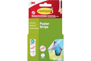 Command Poster Hanging Strips, 12 Strips, White, 17024