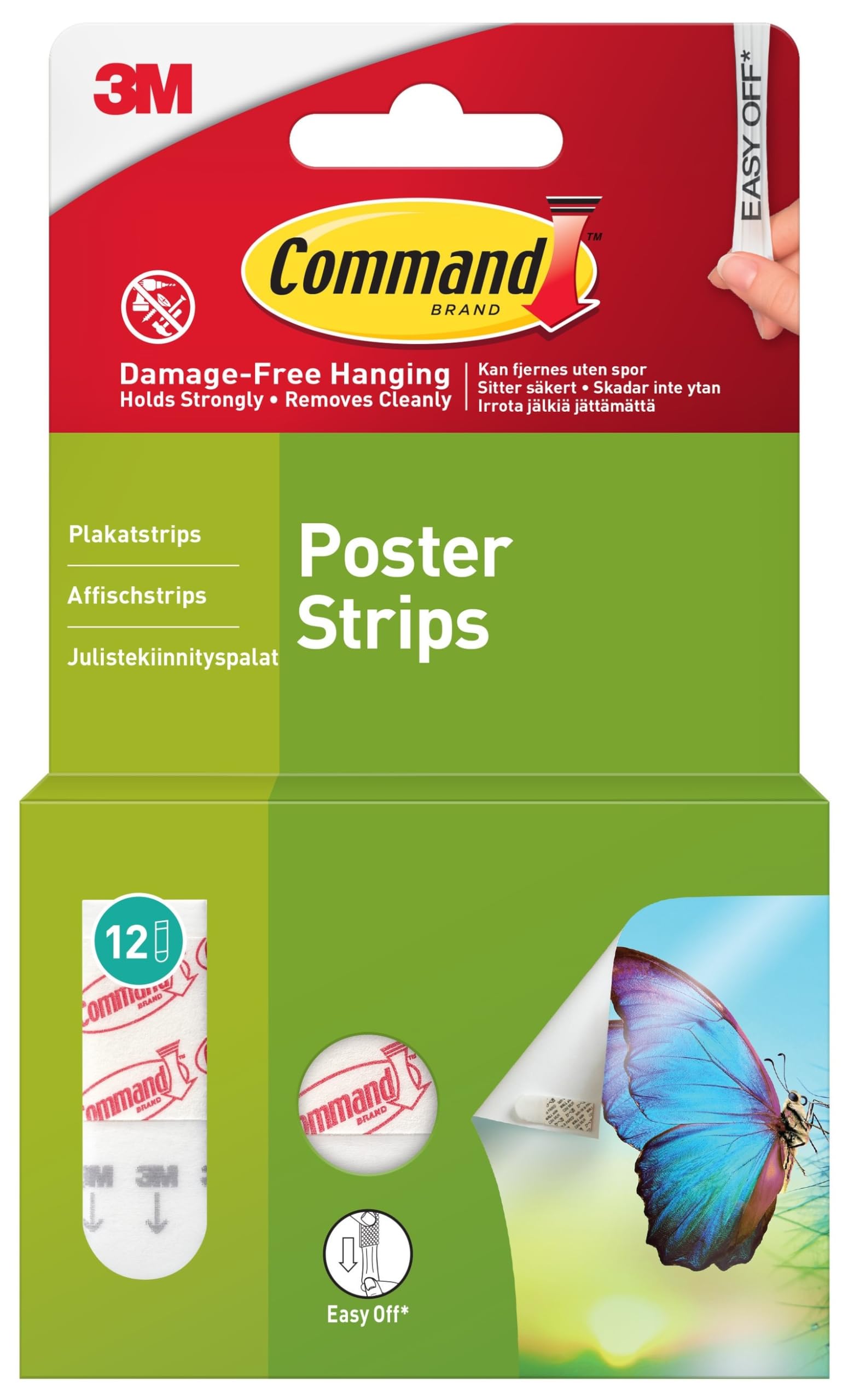 Command Poster Mounting Adhesive Strips, White - 12 Adhesive Strips - Ideal for Hanging Posters, Schedules, Calendars or Pictures without Frames - Damage Free Hanging