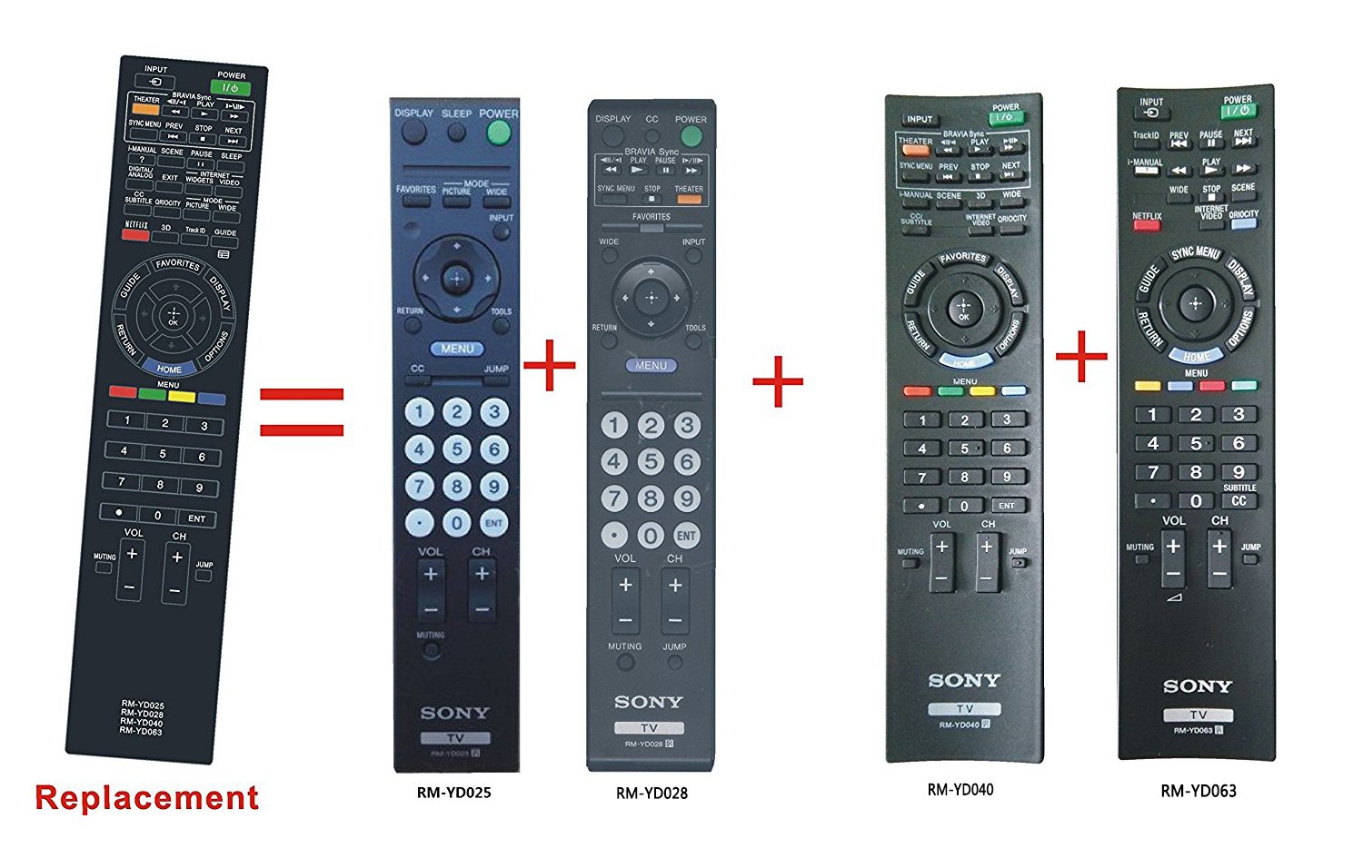 Amazon.com: Rm-yd028 Replaced Remote Control Fit for Sony Bravia LCD LED Tv  Kdl32l5000 Kdl46s5100 Kdl32xbr9 Kdl52v5100: Home Audio & Theater