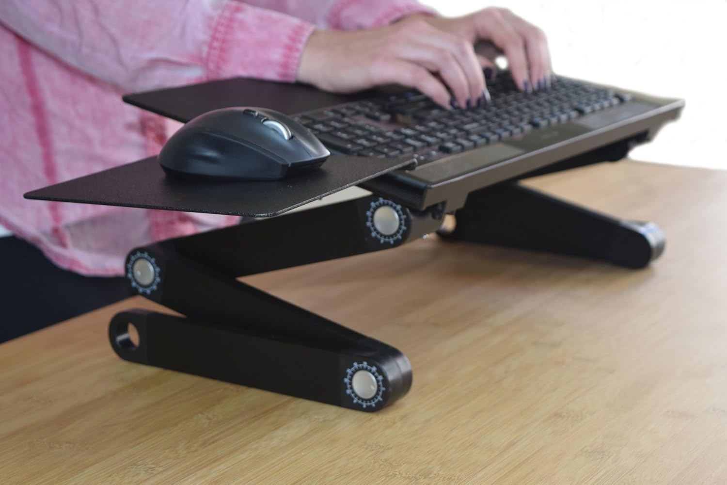 WorkEZ Keyboard and Mouse Tray ergonomic adjustable height angle negative tilt sit to stand up on-desk table-top desktop standing computer stand riser lift raise keyboards to standing height, black : Office Products