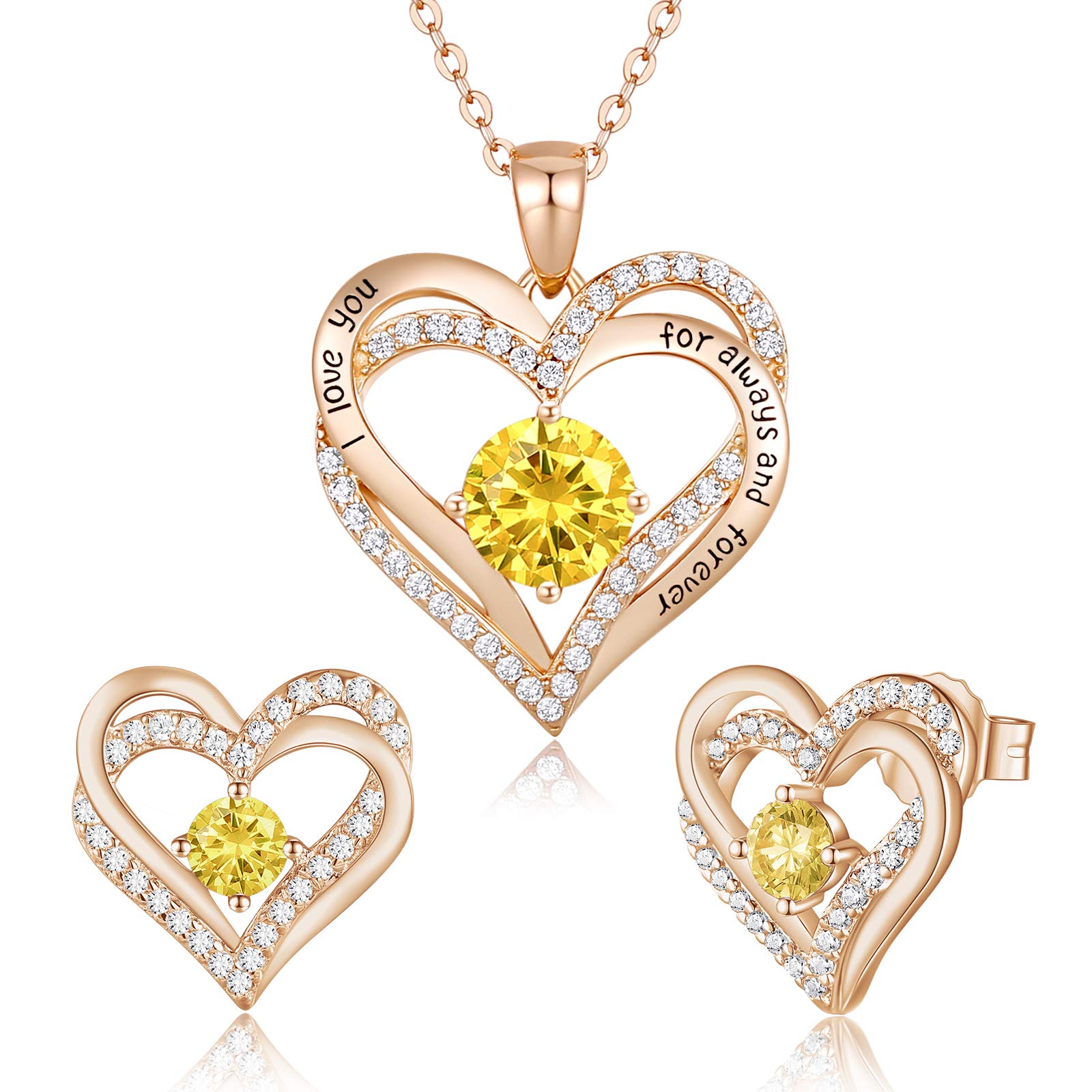 CDE Jewellery Sets for Women 925 Sterling Silver Heart Necklace and Earrings Sets Anniversary Birthday Christmas Jewelry Gifts for Women Mum Girlfriend Her