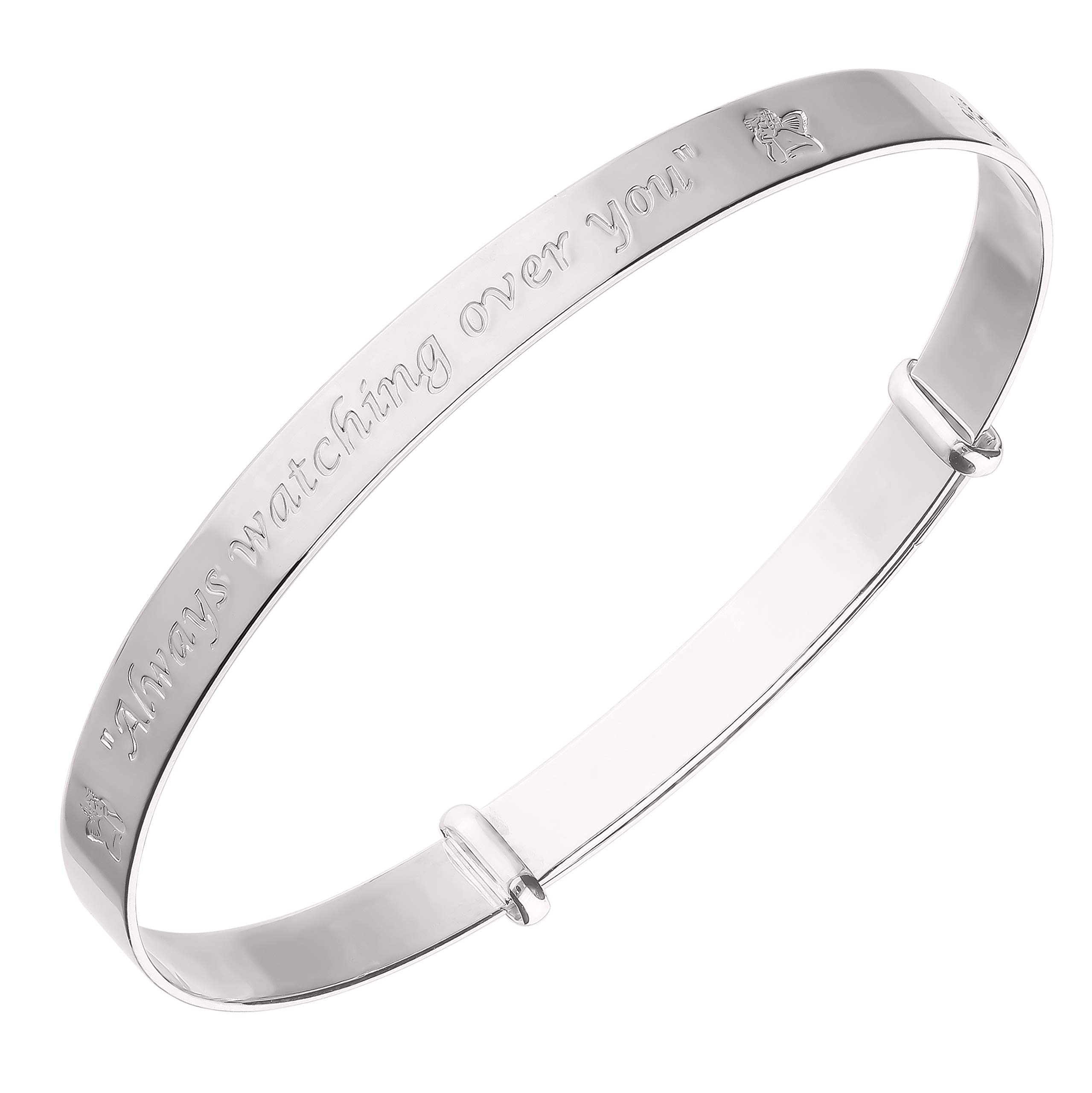 Dolce Valentina - Guardian Angel Baby Bangle - "Always Watching Over You" Sterling Silver Bracelet, New Baby Gifts & Christening Gifts (0-3 Years)