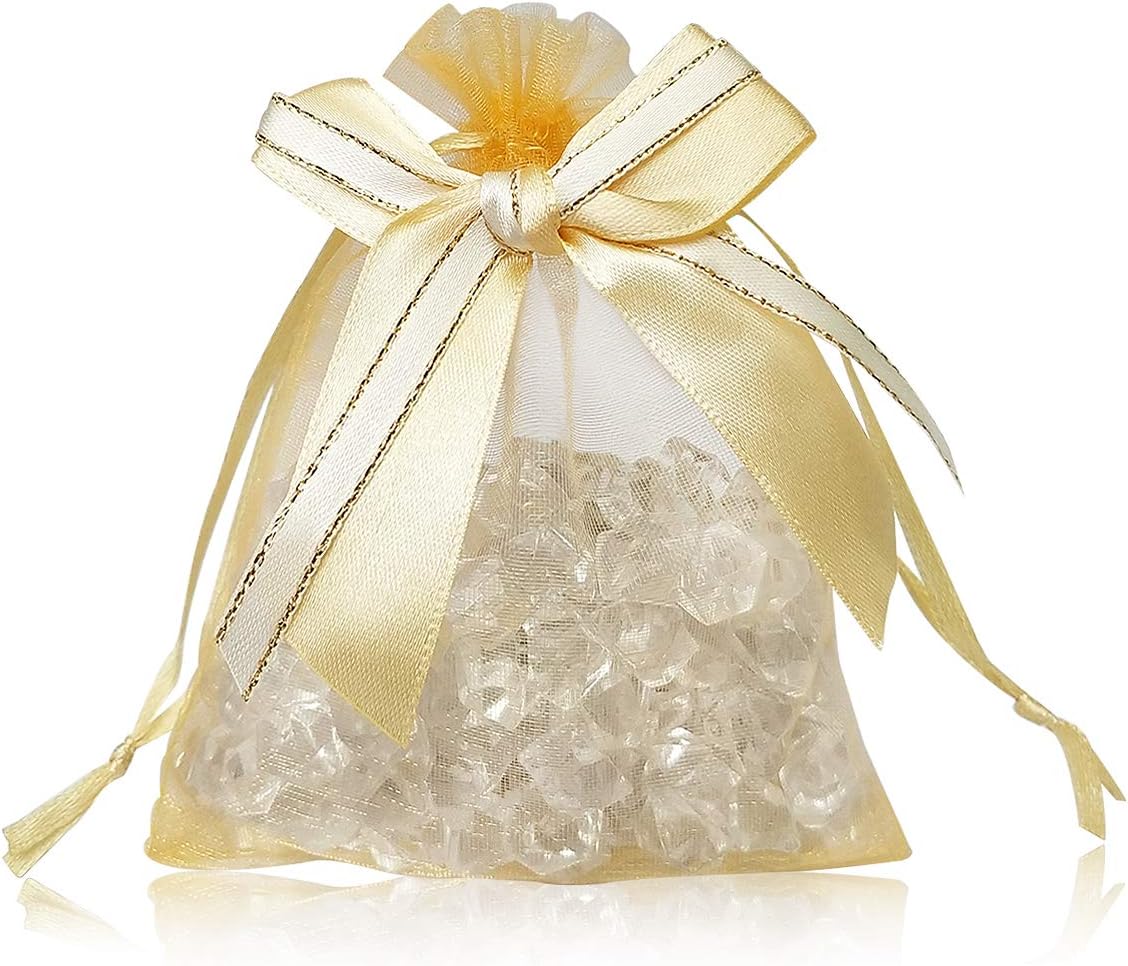 YFZYT 20 Pcs Pretty Colorful Organza Bags, Elegant Candy Pocket Packaging Wrap Decoration Bag for Party Wedding Favor Gift Storage Groceries Small Items Accessories - 13 * 18 cm, Gold