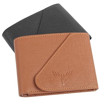 Accezory Mens Artificial Leather Combo Pack of Wallet (Tan&Black)