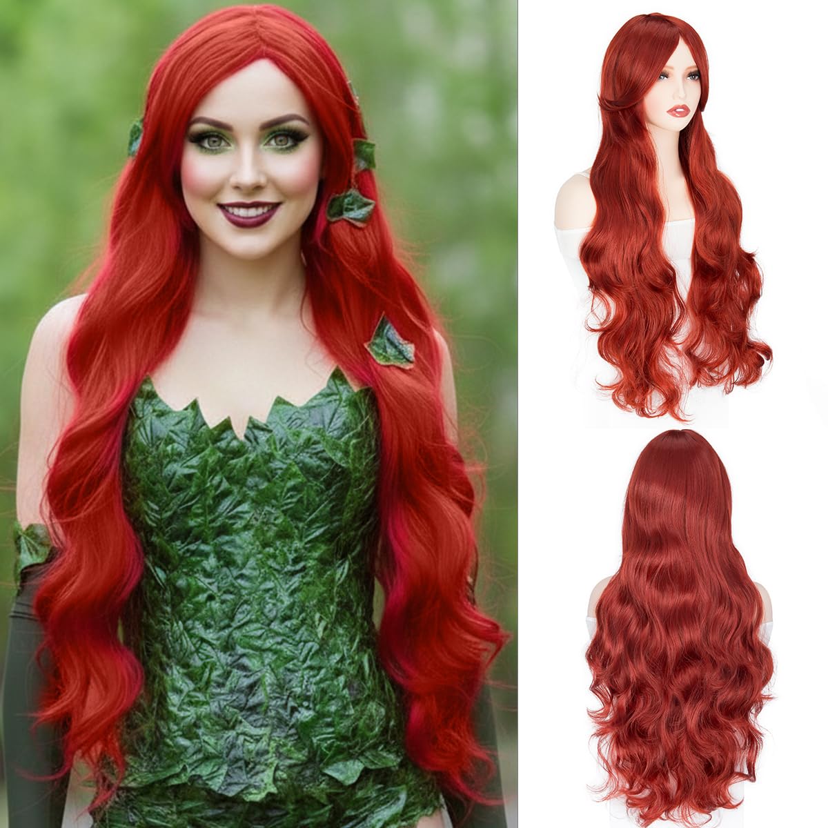 Yamel Hair Wigs for Women 32 Inch Long Curly Red Synthetic Wig Adjustable Middle Part Anime Wigs for Cosplay Party Daily Use — image 1