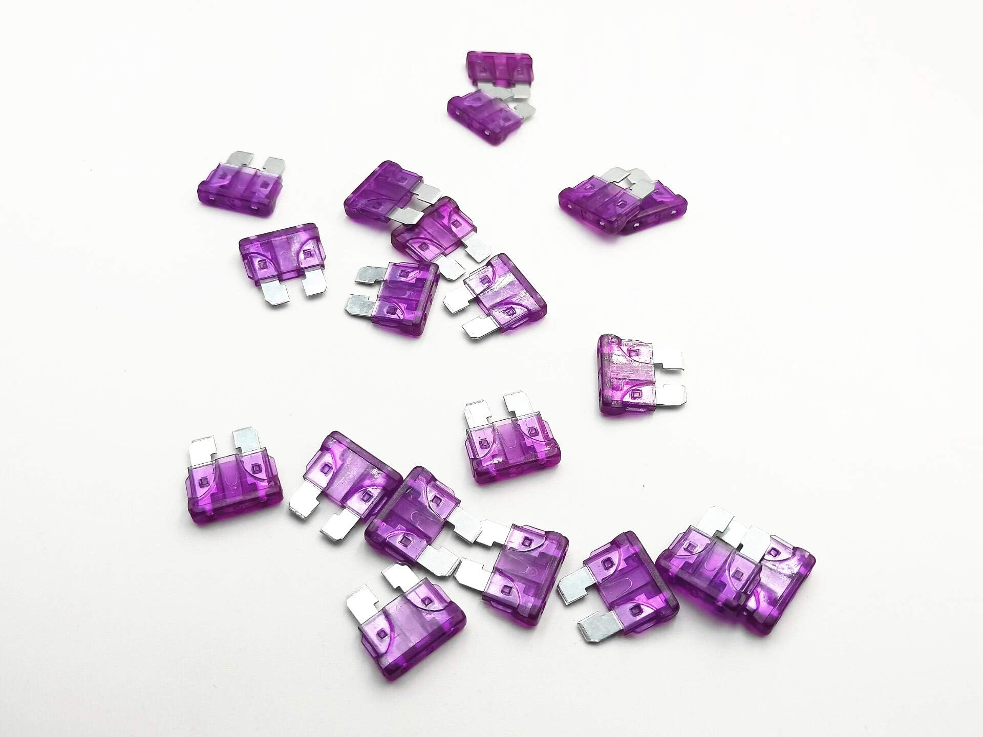 LXM 20pcs Clear Purple 3Amp Blade Fuses Set for Vehicle Car Auto