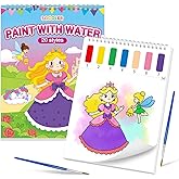 Paint with Water Coloring Books for Toddlers,Mess Free Watercolor Painting Papers for Kids Water Color Paint Kit Art Craft Birthday Gift for Ages 1-3, 4-8(Princess and Party)