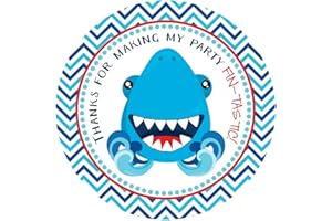 Shark Fish Thank You Sticker Labels by Adore By Nat - Party Favor Stickers for Kids Birthday Decoration - Set of 30