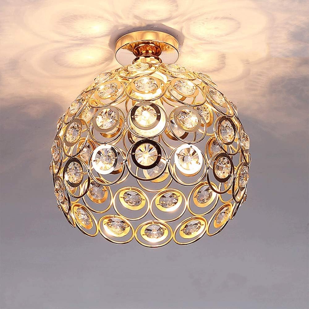 Moderno Lámpara de techo de Cristal 26cm Plafón E27 Iluminación Dormitorio Sala de estar Baño Pasillo (Cobre -26cm)