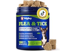 YoYoBay Flea & Tick Prevention for Dogs Chewables, Natural Dog Flea and Tick Control Treatment, Oral Flea Pills, Dogs Supplement, Natural Shield 5-in-1 Protection, Beef & Carrot Flavor, 180 Soft Chews