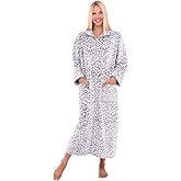 Alexander Del Rossa Long Zip Up Robes, Plush Zipper Robes for Plus Size, Housecoats Zipper Front