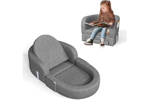 Cowiewie Toddler Travel Bed 2-in-1 Kids Sofa Chair with Removable Cover, Soft Foam Portable Foldable Toddler Bed for Travel with Carrying Bag