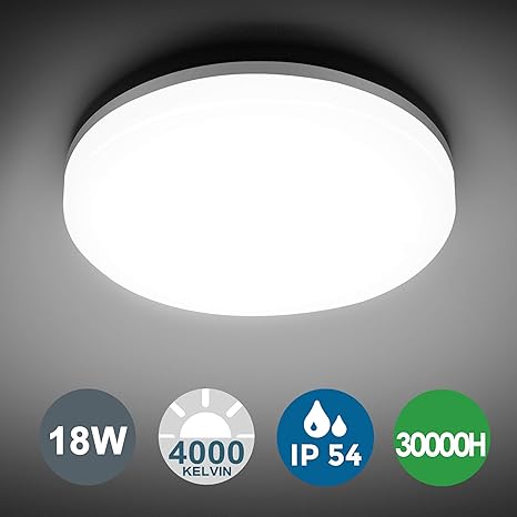 Led Deckenleuchte Bad Sunzos 18w 1530lm 4000k Deckenlampe Naturweiss Ip54 Wasserdichte Badlampe Lampe Fur Bad Schlafzimmer Buro Flur Kuche Balkon Korridor Esszimmer Wohnzimmer O280mm Amazon De Beleuchtung
