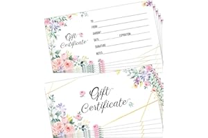 GAJPBLK Set of 50 Floral Blank Certificates for Business Cards Client Custom Vouchers for Business, Beauty Salon, Restaurant,