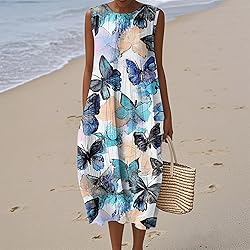 Casual Dresses Summer Fall Cotton Linen Midi