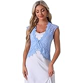 Allegra K Floral Lace Shrug for Women's Wedding Guest Cap Sleeve Formal Sheer Bolero Cardigan