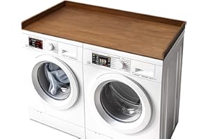 Gashell Washer Dryer Countertop, 27.5" x 58" Bamboo Washer and Dryer Countertop for Laundry Room Organization(Retro Brown)